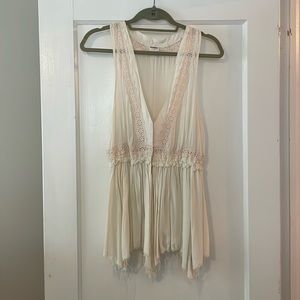 Intimately free people flowy white and dusty pink tank